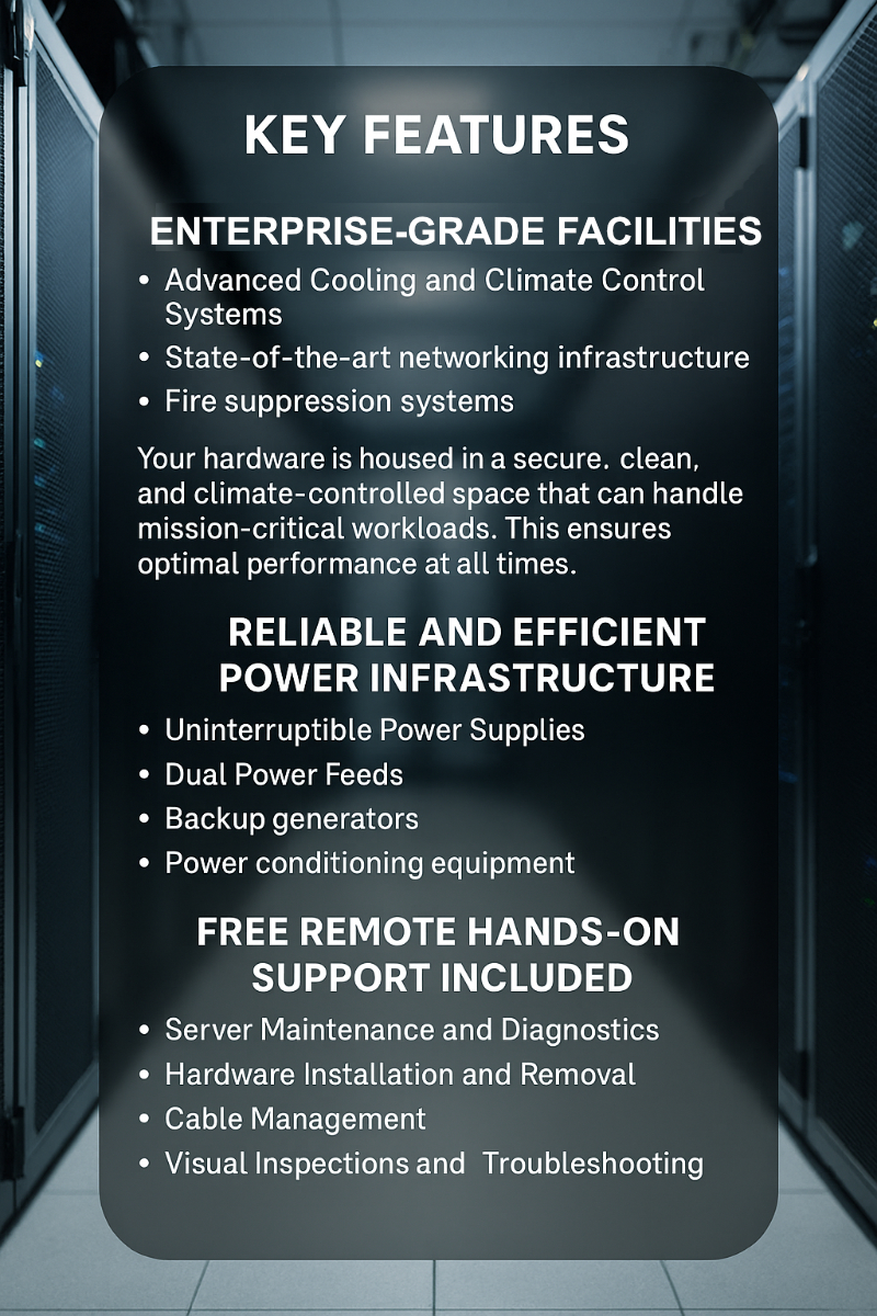 Secure, climate-controlled colocation facility